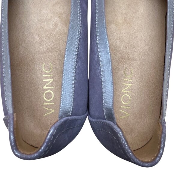 Vionic Women’s Metallic Purple Snake Print Slip-On Caroll Ballet Flats Size 5 - Picture 5 of 7